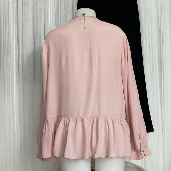 REDUCED! Lucky Brand, bohemian peasant blouse/tunic high/low, velvet trims. - Picture 3 of 17